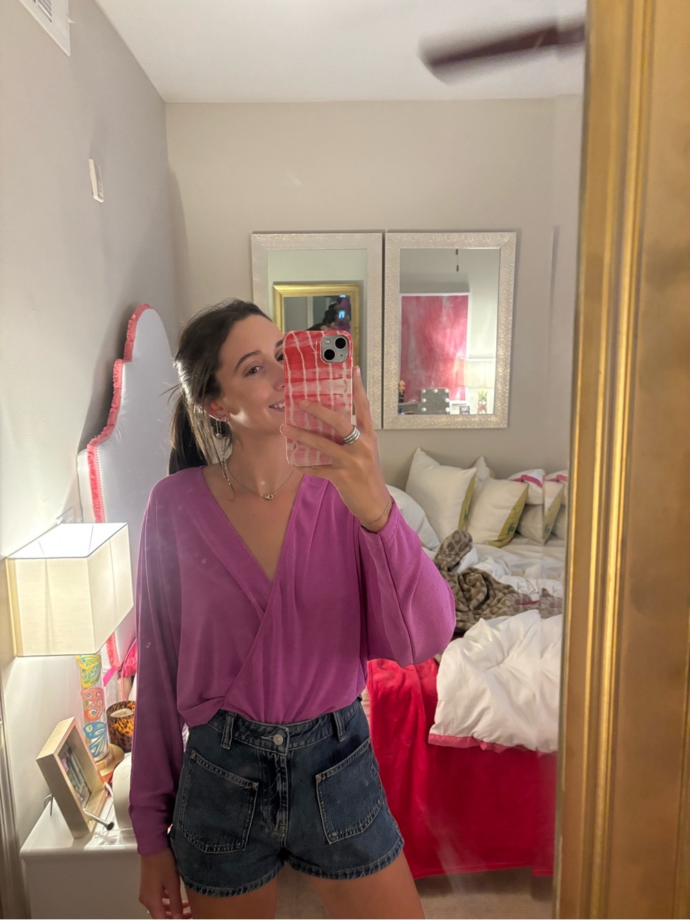 ASOS Purple V-Neck Wrap Long Sleeve Top